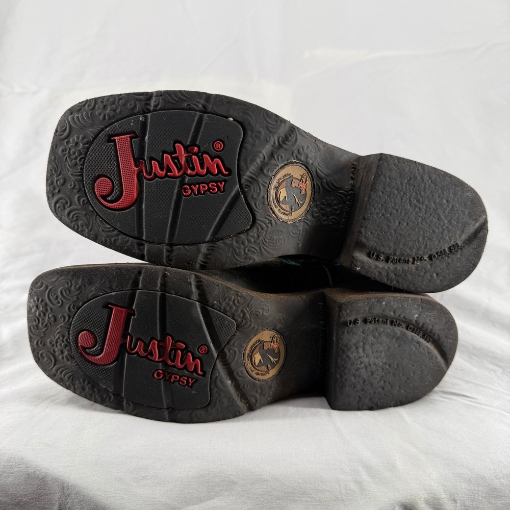 Justin Gypsy L2902 Womens 6B Western Boots Brown Black Teal Square Toe Cowgirl - Picture 6 of 7